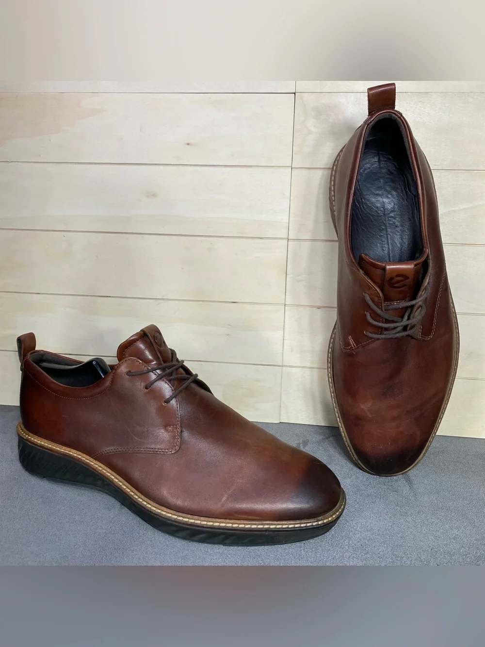 Ecco St.1 Hybrid Derby Oxfords Men's Size 11 Dress Shoes Brown Leather